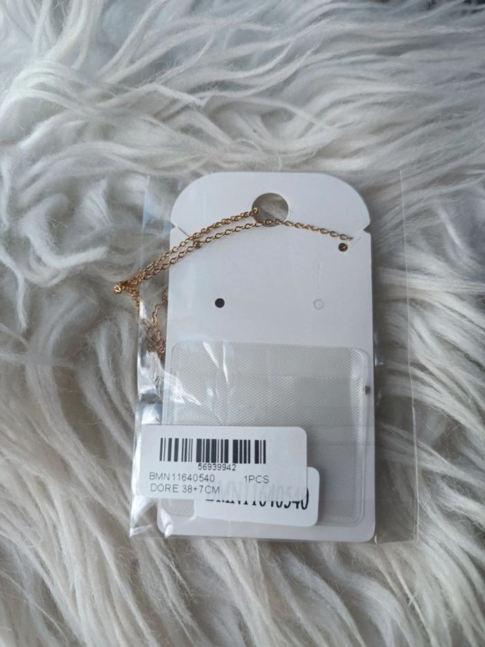 Collier doré en acier inoxydable pendentif réglable fleurs Bohm Neuf avec étiquette - photo numéro 2