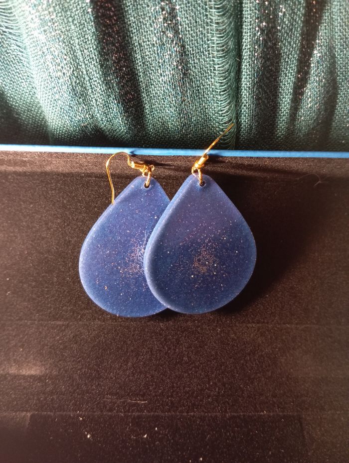 Boucles d'oreilles bleues - photo numéro 3