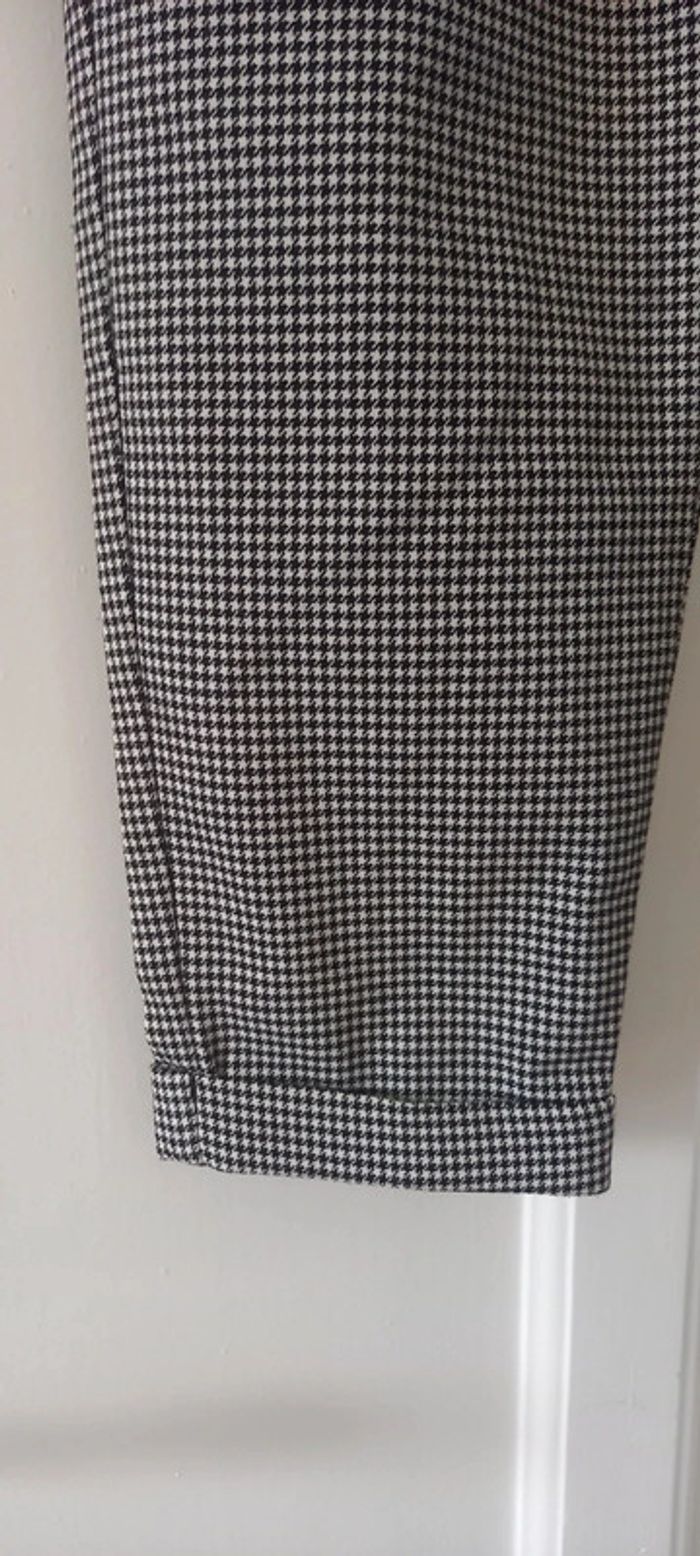 Pantalon droit motif pied de poule noir et blanc bershka 38 - photo numéro 3
