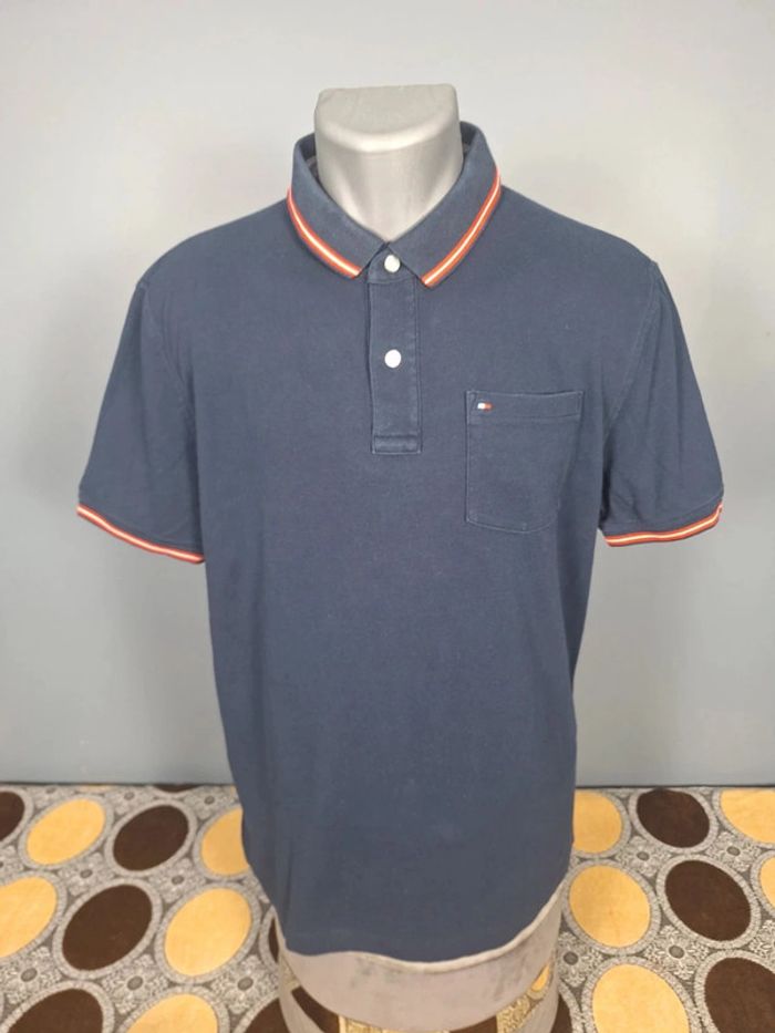 Polo tommy hilfiger bleu foncé - taille L 100% coton - logo brodé (34) - photo numéro 2