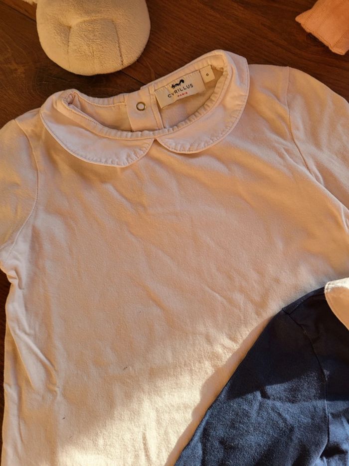 Lot de 2 tee shirts cyrillus 6ans col Claudine - photo numéro 3