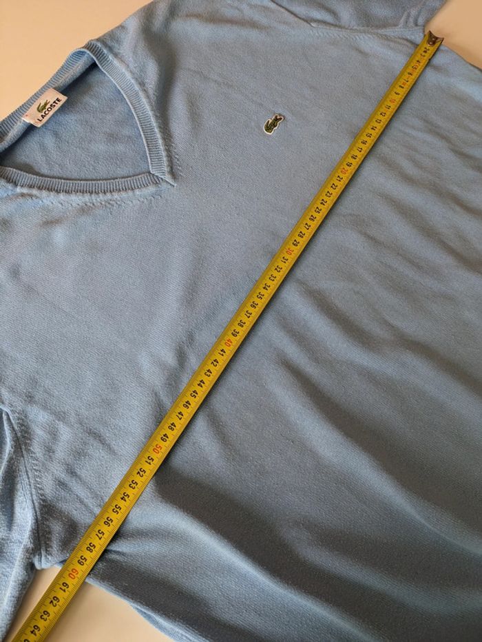 Pull col V Lacoste bleu clair – Taille XL - photo numéro 7