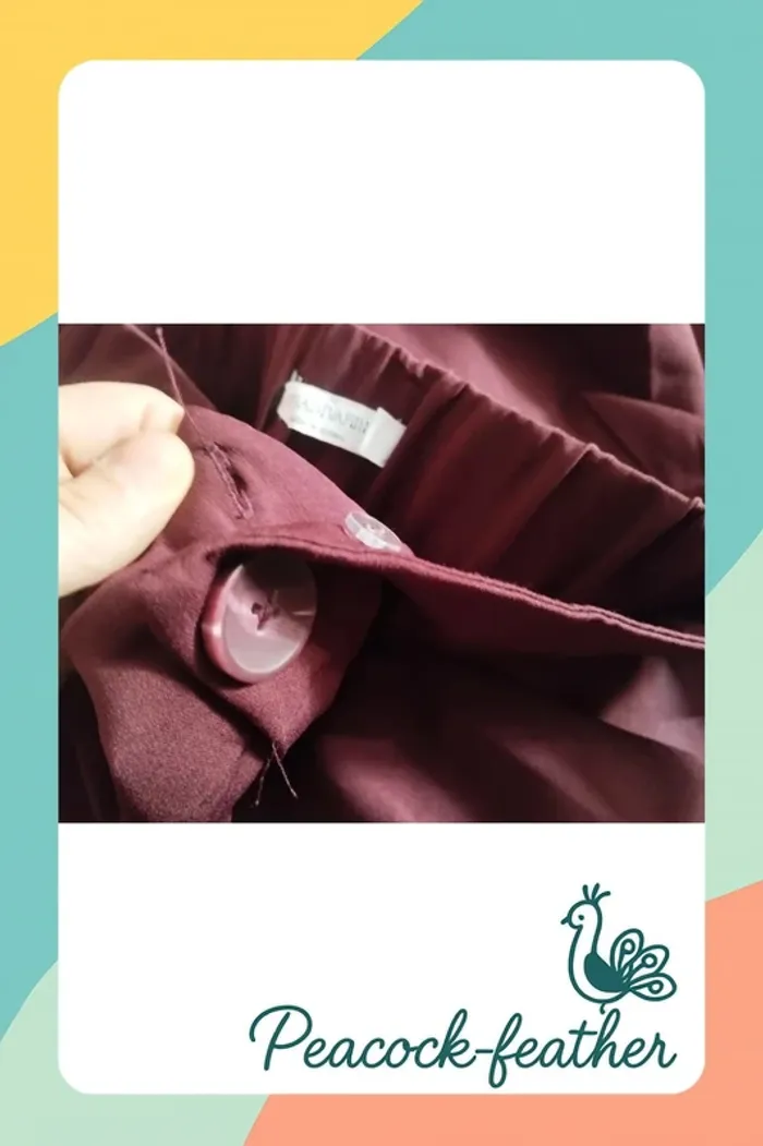 Pantalon large stradivarius bordeaux neuf étiqueté 44 - photo numéro 9