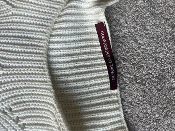 Pull maille blanc Comptoir des Cotonniers – Taille XL – Partiellement transparent & léger - photo numéro 3
