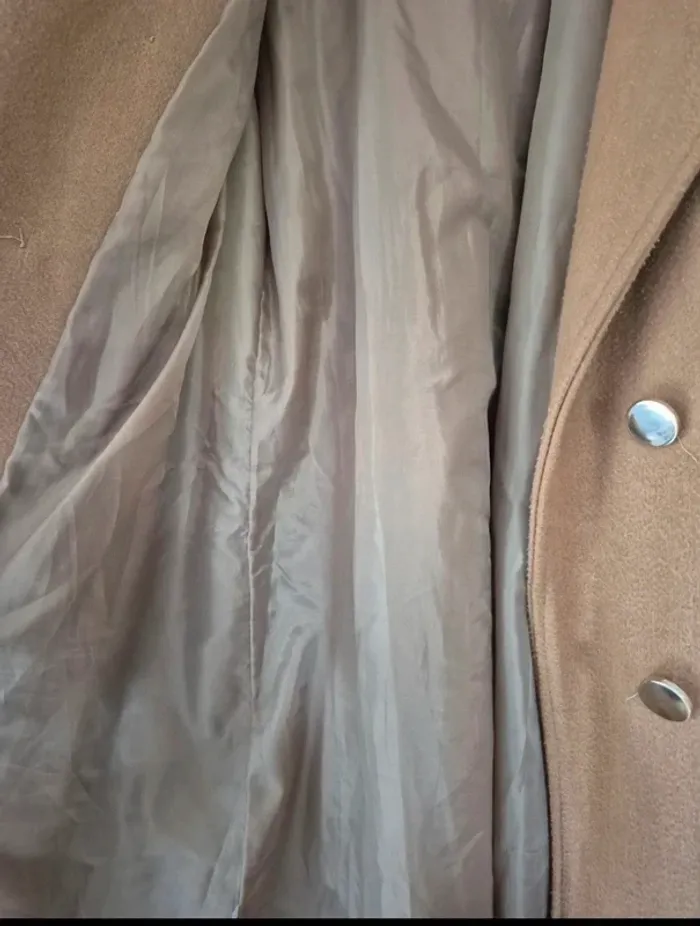 Manteau marron ceinturé avec poches et bouton - photo numéro 6