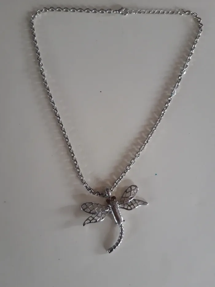 Collier ras de cou libellule argenté - photo numéro 2