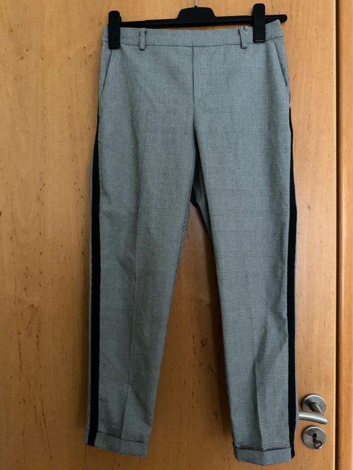 Pantalon à carreaux gris avec bandes noires T38 - TBE