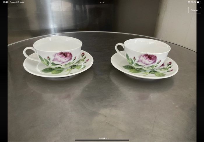 Lot de 2 tasses et soucoupes porcelaine Cha cult - photo numéro 3
