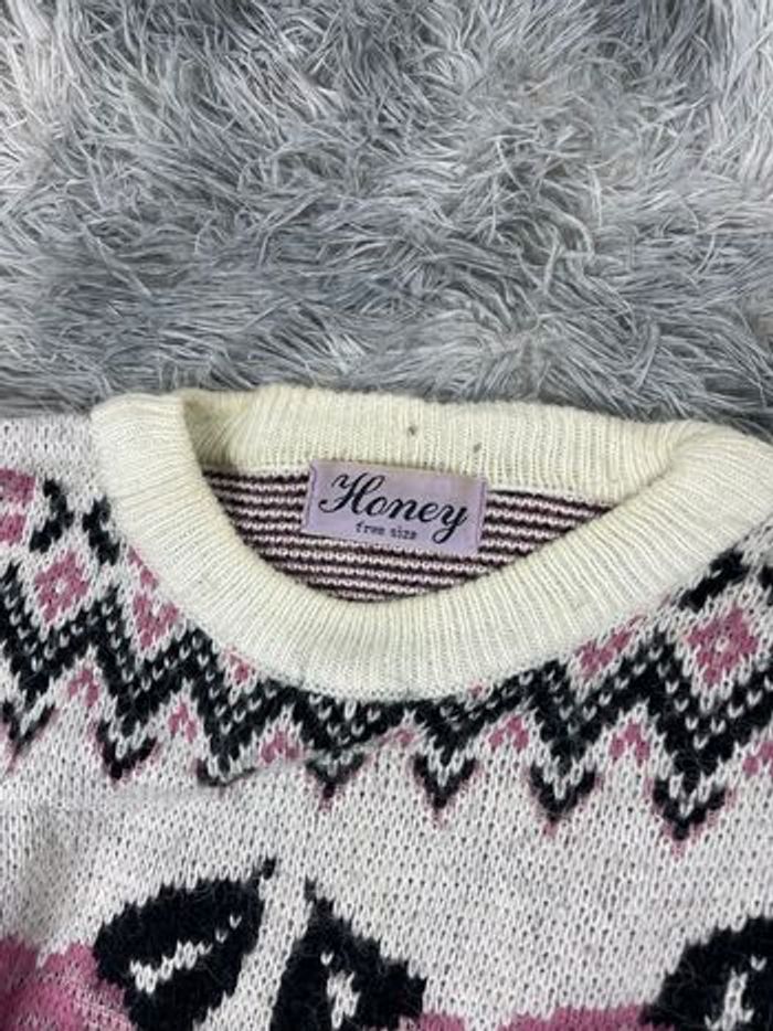 Pull D’hiver Honey Vintage 90s Femme M/M Blanc Fleuris - photo numéro 5