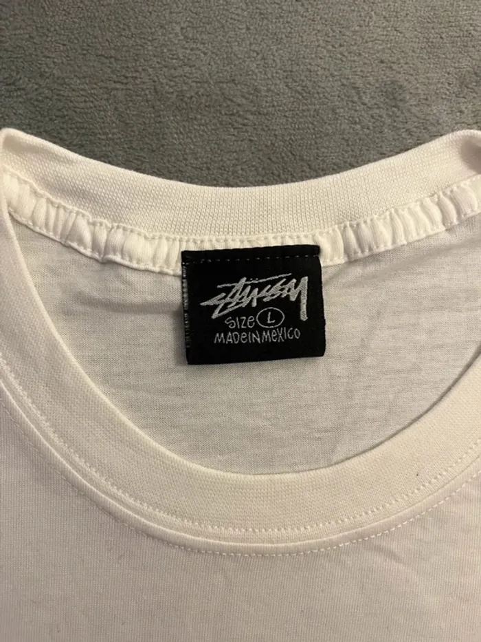 T-shirt Stussy White Crewneck Big Logo City Black – Taille L - photo numéro 3