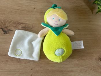 Doudou les demoiselles douillette vert  pomme mouchoir doudou et compagnie