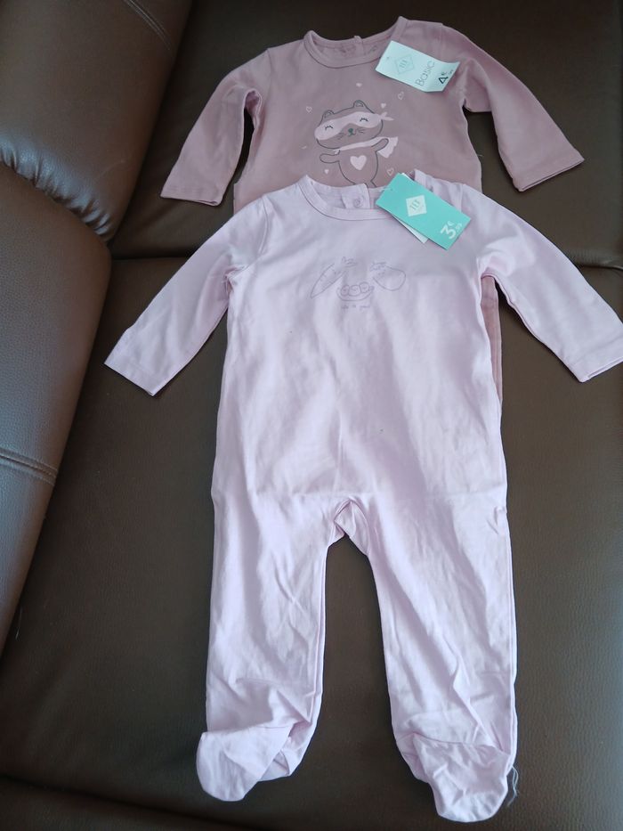 lot 2 pyjamas en coton fille tex baby 67 cm 6 mois - photo numéro 1