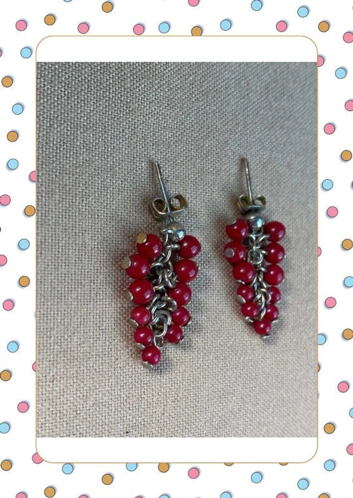 Boucles d’oreilles petites boules rouge - photo numéro 3