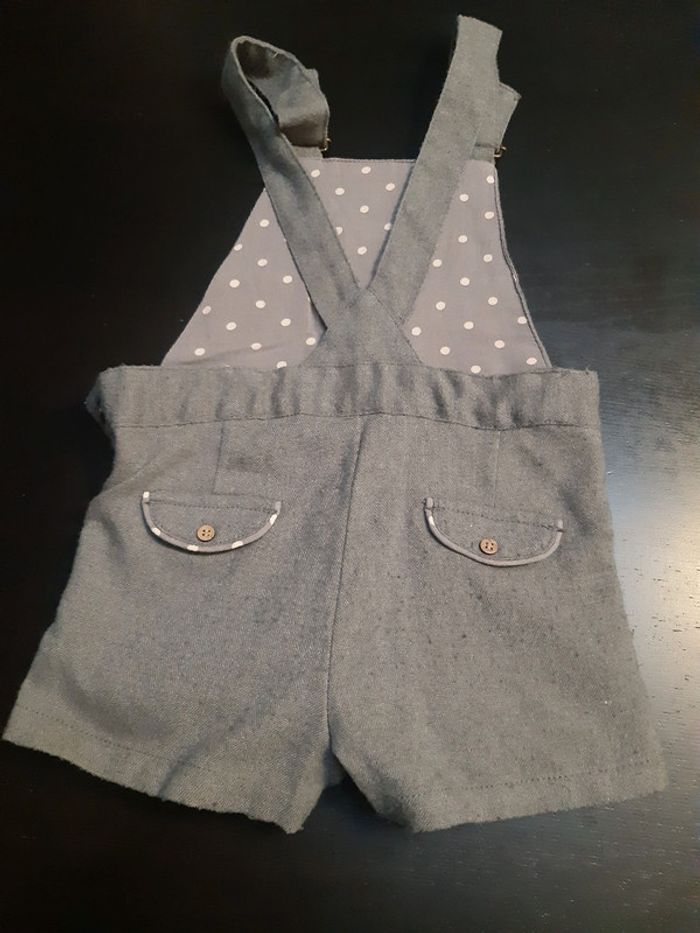 Salopette short grise pois bébé 2 ans 24 mois fille