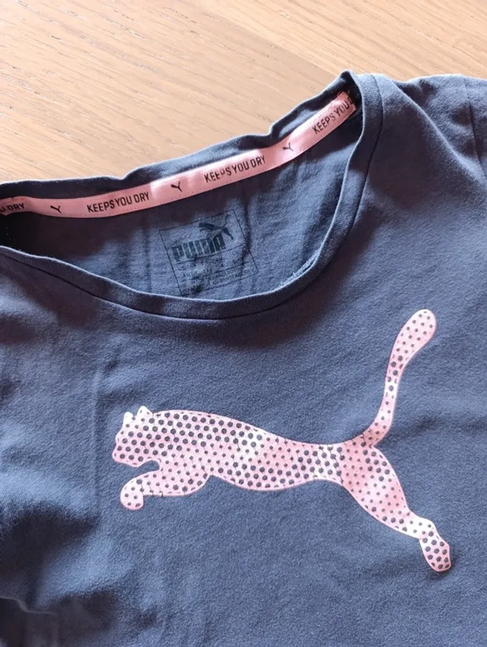 T shirt Puma 6 ans gris et rose - photo numéro 2
