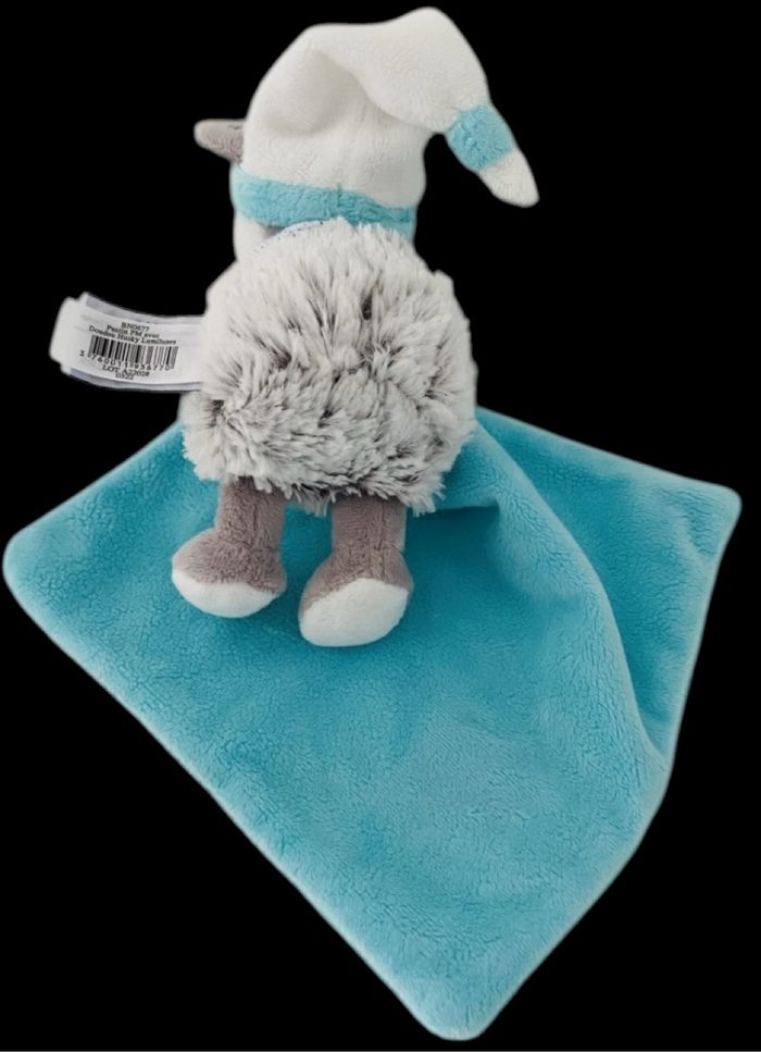 ❤️B4523 Doudou Plat Mouchoir Chien Husky Babynat Baby Nat Les Lumilunes Blanc Bleu - photo numéro 2