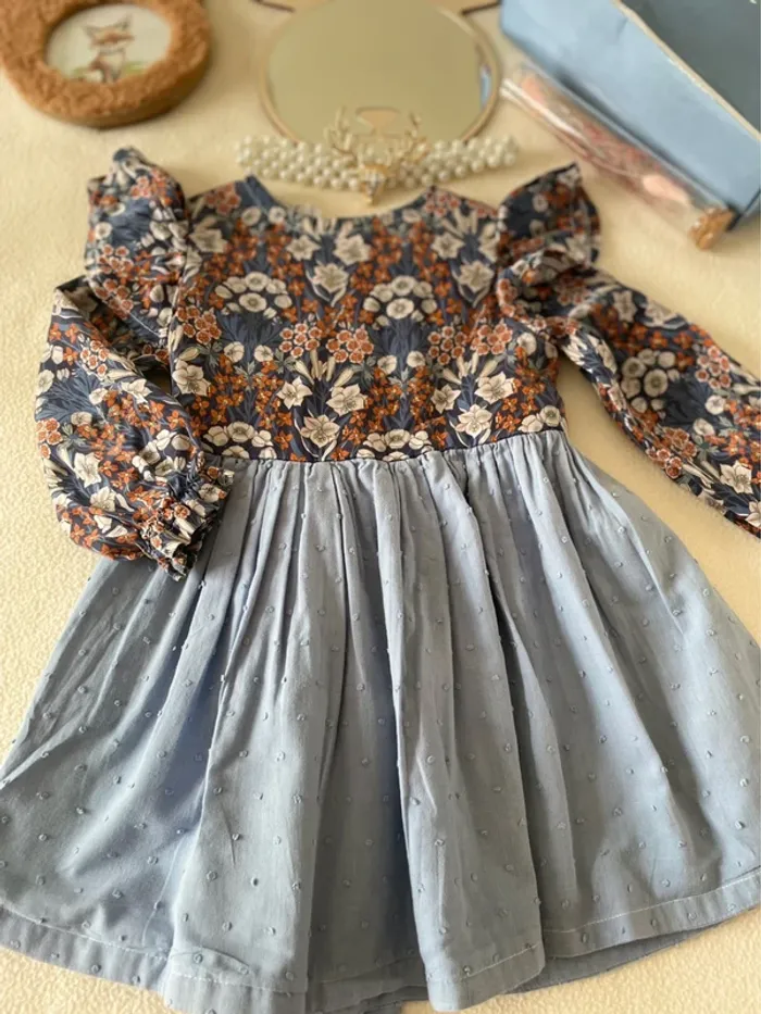 Robe  24 mois – Liberty, soie & plumetis - photo numéro 3