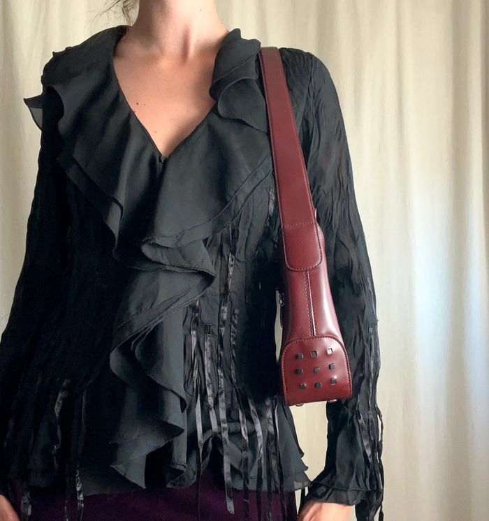 Sac à main burgundy similicuir vegan style y2k coquette - photo numéro 3