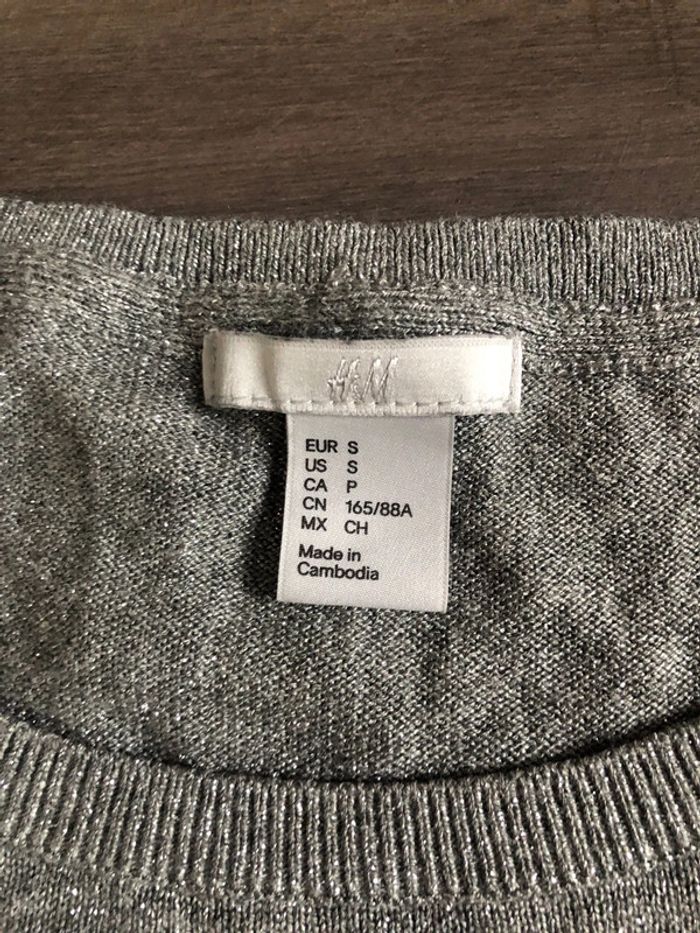 Petit pull pailleté gris argenté H&M taille S - photo numéro 2