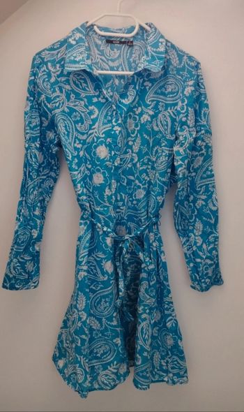 Robe turquoise à motifs blanc taille L