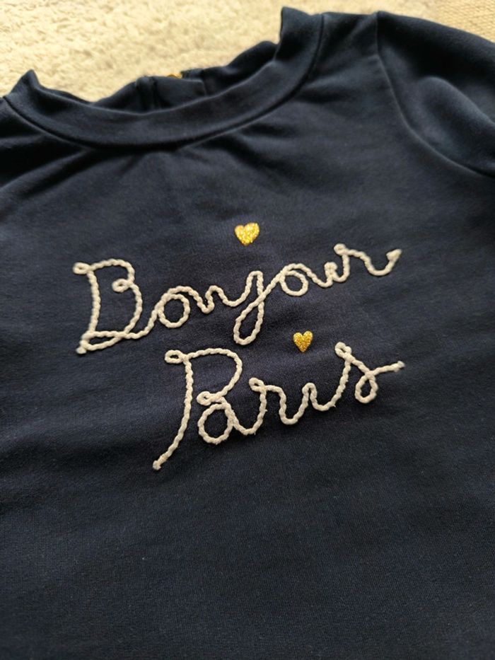 Pull bleu marine / Jacadi / Bonjour Paris / taille 4 ans - photo numéro 5