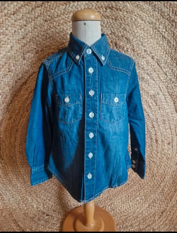Jolie ensemble chemise en jean et jean rose sergent major fille 3 ans - photo numéro 2