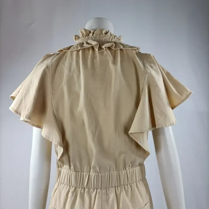 Combishort beige volantée col lavallière en coton - Daphnea Paris taille M A963 - photo numéro 4