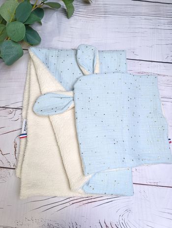 Ensemble bébé couverture+ doudou