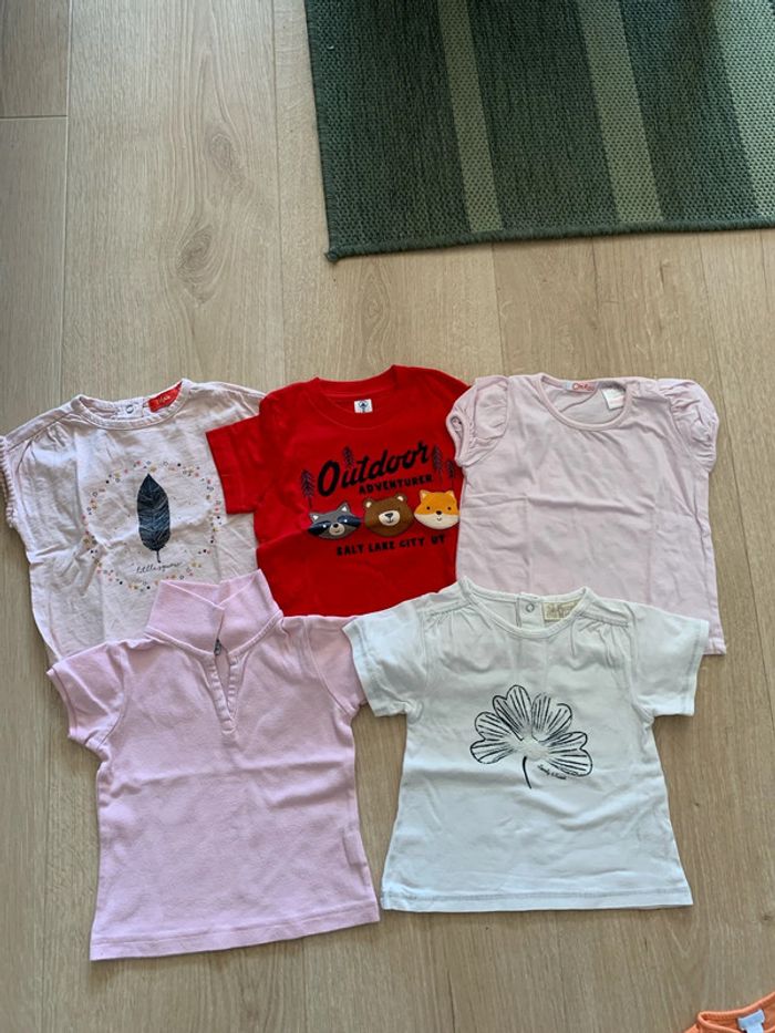 Lot 5 tee-shirts bébé fille 12 mois - photo numéro 7