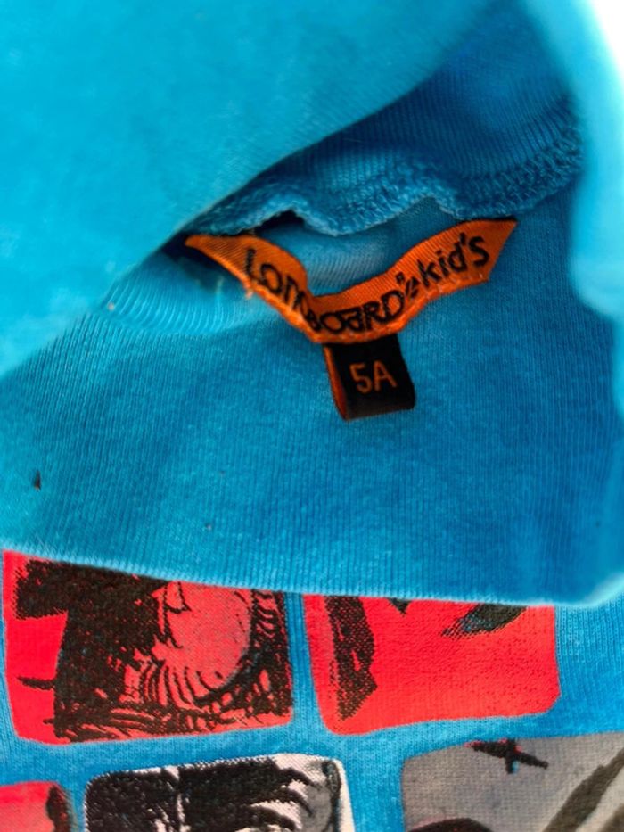 T shirt manche longue col roulé bleu turquoise - photo numéro 4