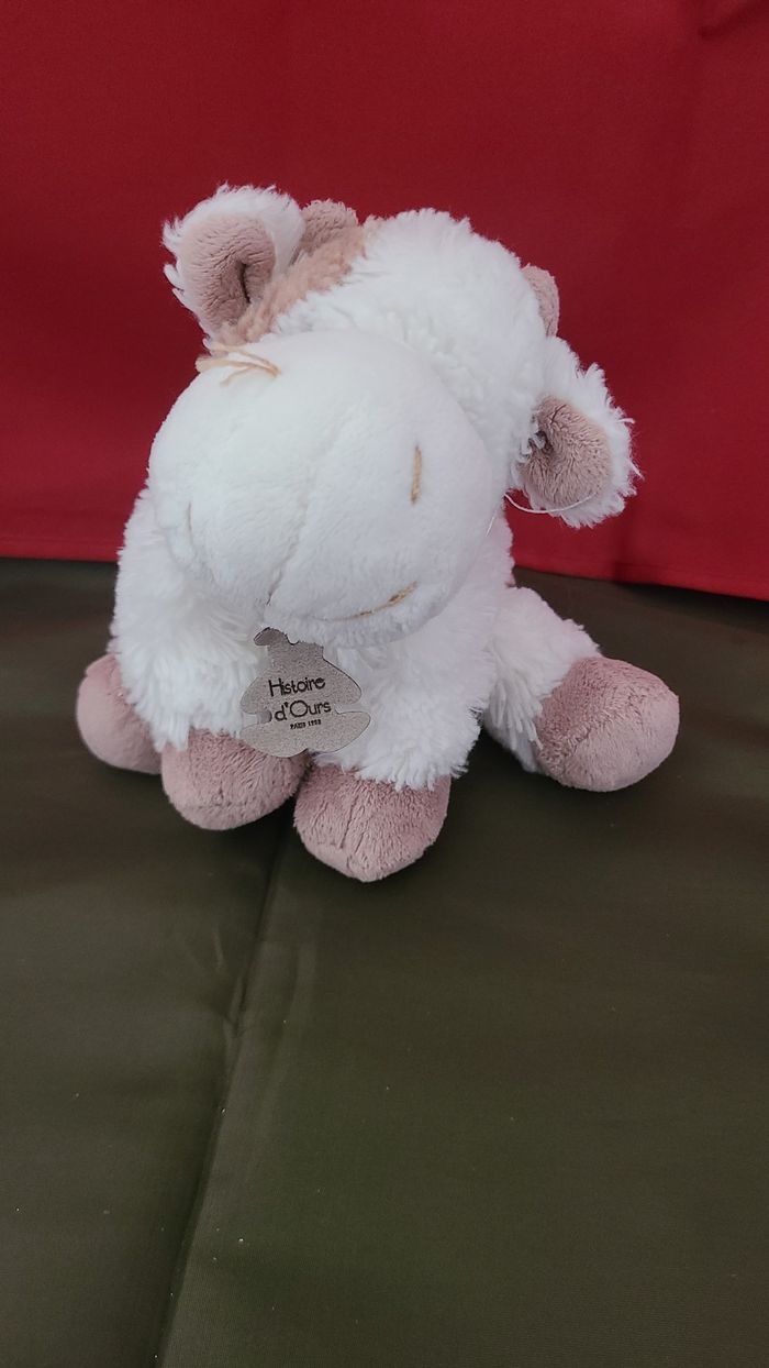 HISTOIRE D'OURS  DOUDOU VACHE BLANCHE ASSISE MARRON - photo numéro 4