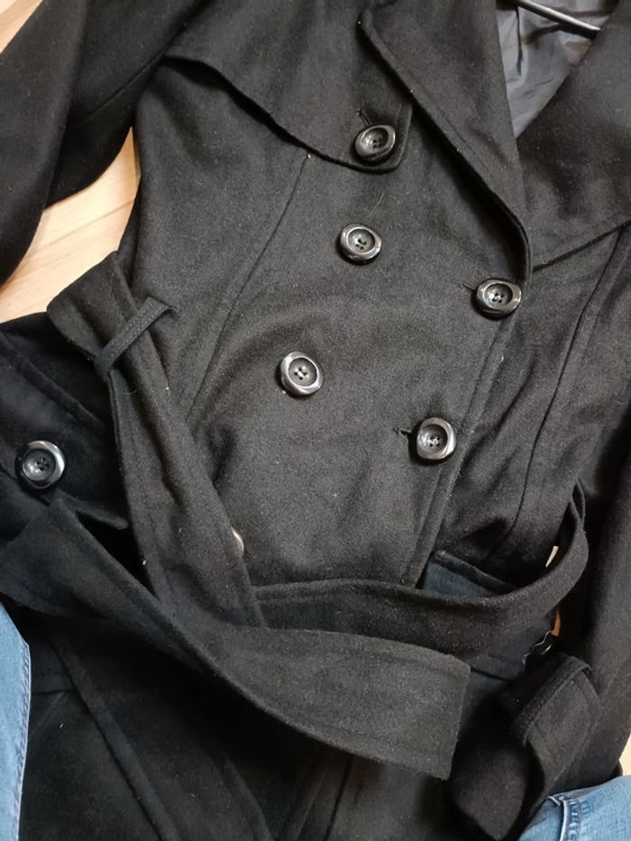 Manteau trench laine noir 40 - photo numéro 2