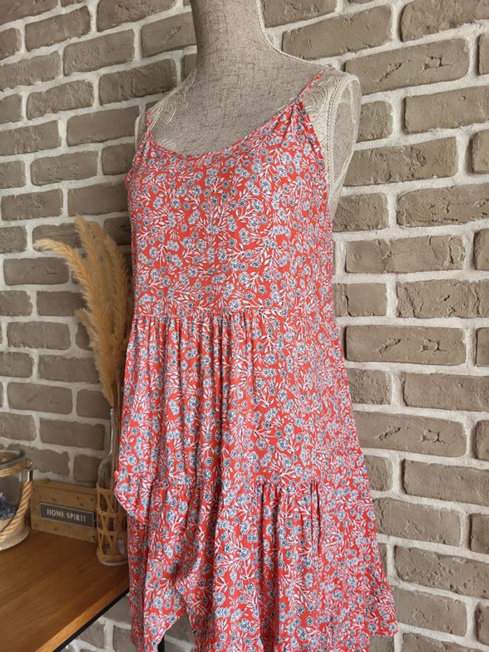 Robe courte rouge imprimé fleuri - bohème estival - photo numéro 7