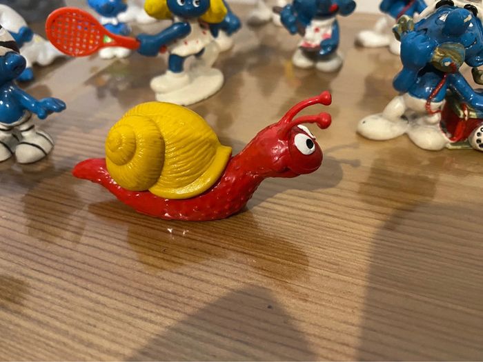 Lot de 23 schtroumpfs + escagot +accessoires toit maison et bas de puit peyo vintage 1971.. - photo numéro 13