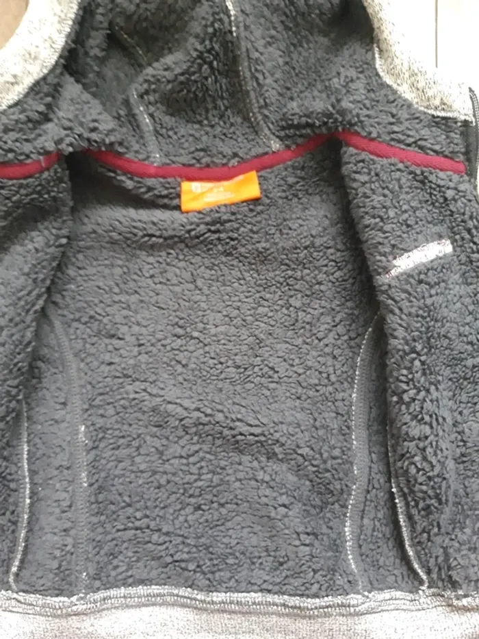 Sweat à capuche entièrement fourré gris chiné - photo numéro 5