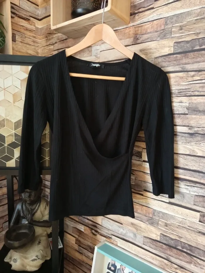 Blouse manche 3/4 noir Jennyfer