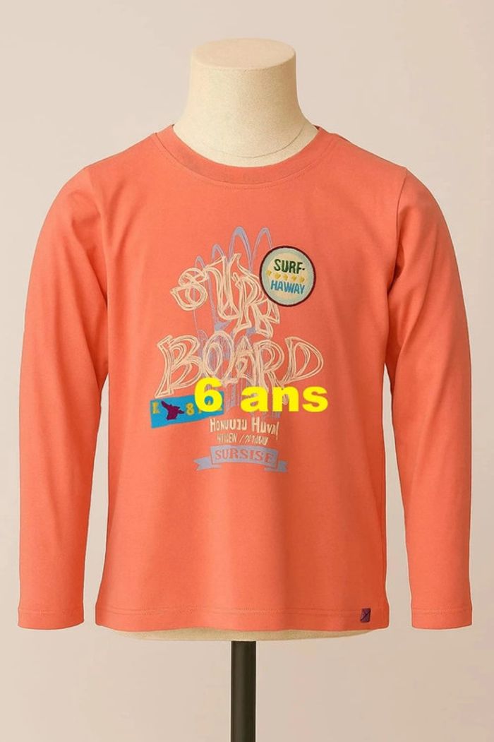 Tee shirt manche longue corail motif multicolore Clayeux Taille 6 ans