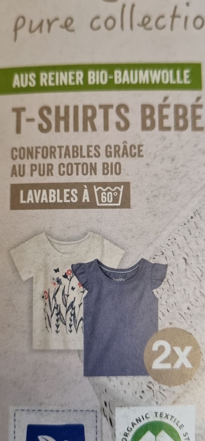 Lot 2 t-shirt bébé fille neufs - photo numéro 3