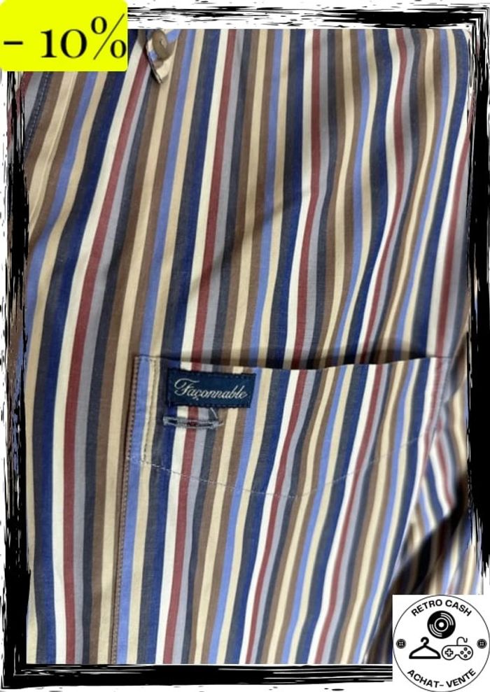 Chemise à rayures Façonnable taille M en super état vintage - photo numéro 3