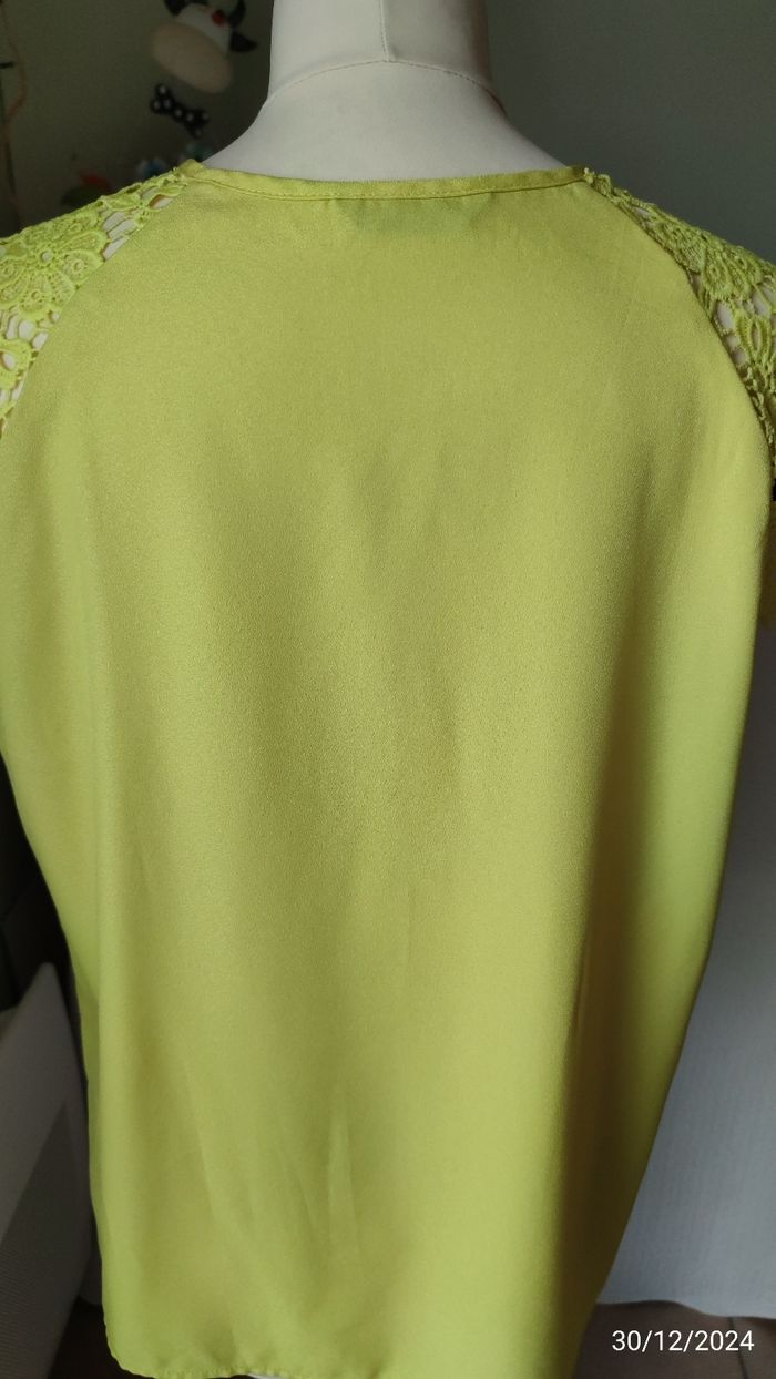 Blouse manches  dentelle  jaune - photo numéro 8