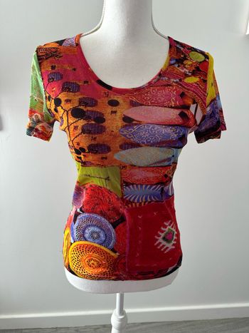T-shirt bariolé multicolore en mesh Y2K Christine Laure T36 S