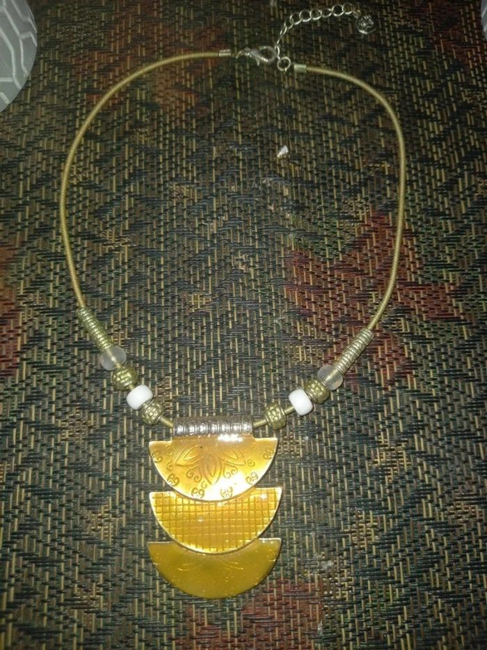 Collier marron brun beige ocre Ethnique - photo numéro 4