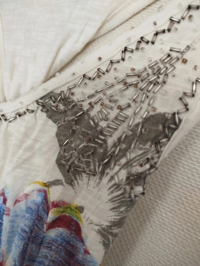 Top Desigual femme S bohème chic imprimé fleuri été léger original tendance
 Teeshirt Desigual - photo numéro 4