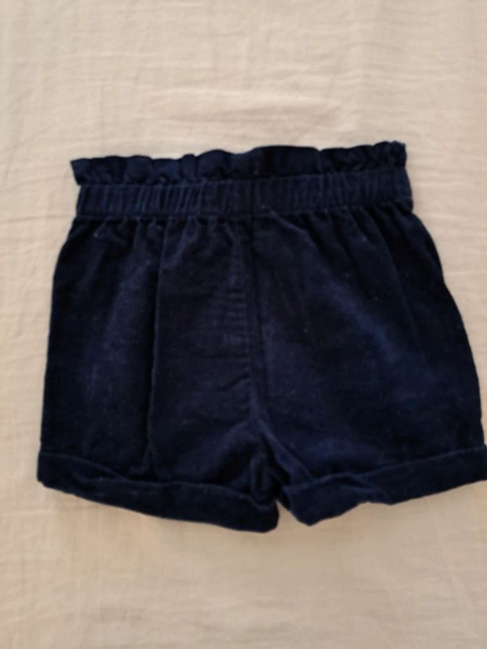 Short velours fille bleu foncé taille 18 mois Vertbaudet - photo numéro 2