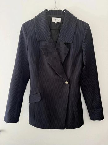 Veste costume blazer Oud Paris bleue lignes blanches XS