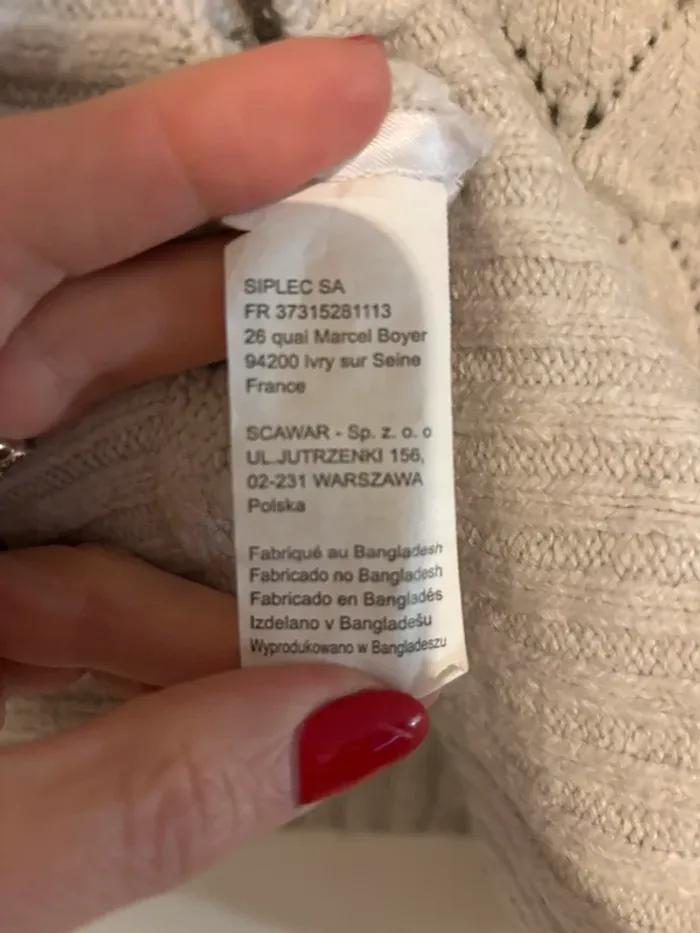 Jolie pull blanc col V  Tissaia taille 38/40 en très bon état - photo numéro 5