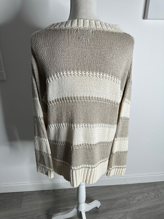 Pull en maille oversize beige et crème Massimo Dutti T40 L - photo numéro 5