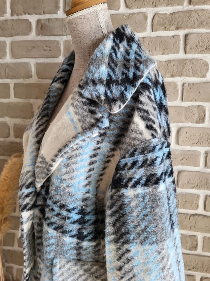 Manteau en laine à carreaux blanc et bleu - Made in Italy - photo numéro 8