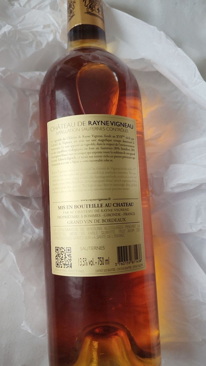 Sauternes Rayne Vigneau 2002 🥂 - photo numéro 3