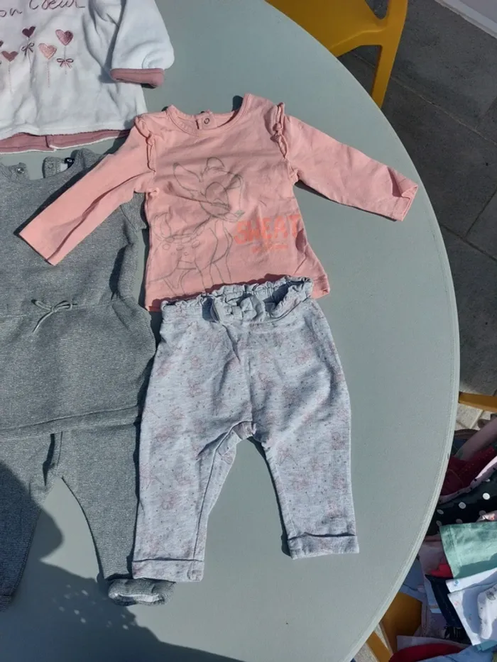 Lot 9 mois hiver mi saison gris rose - photo numéro 5